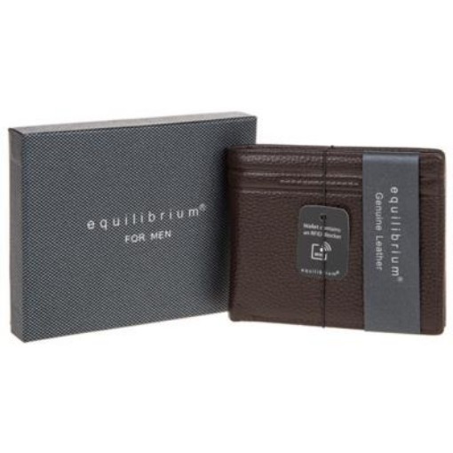 Picture of EQ For Men Debossed Leather RFID Wallet Brown